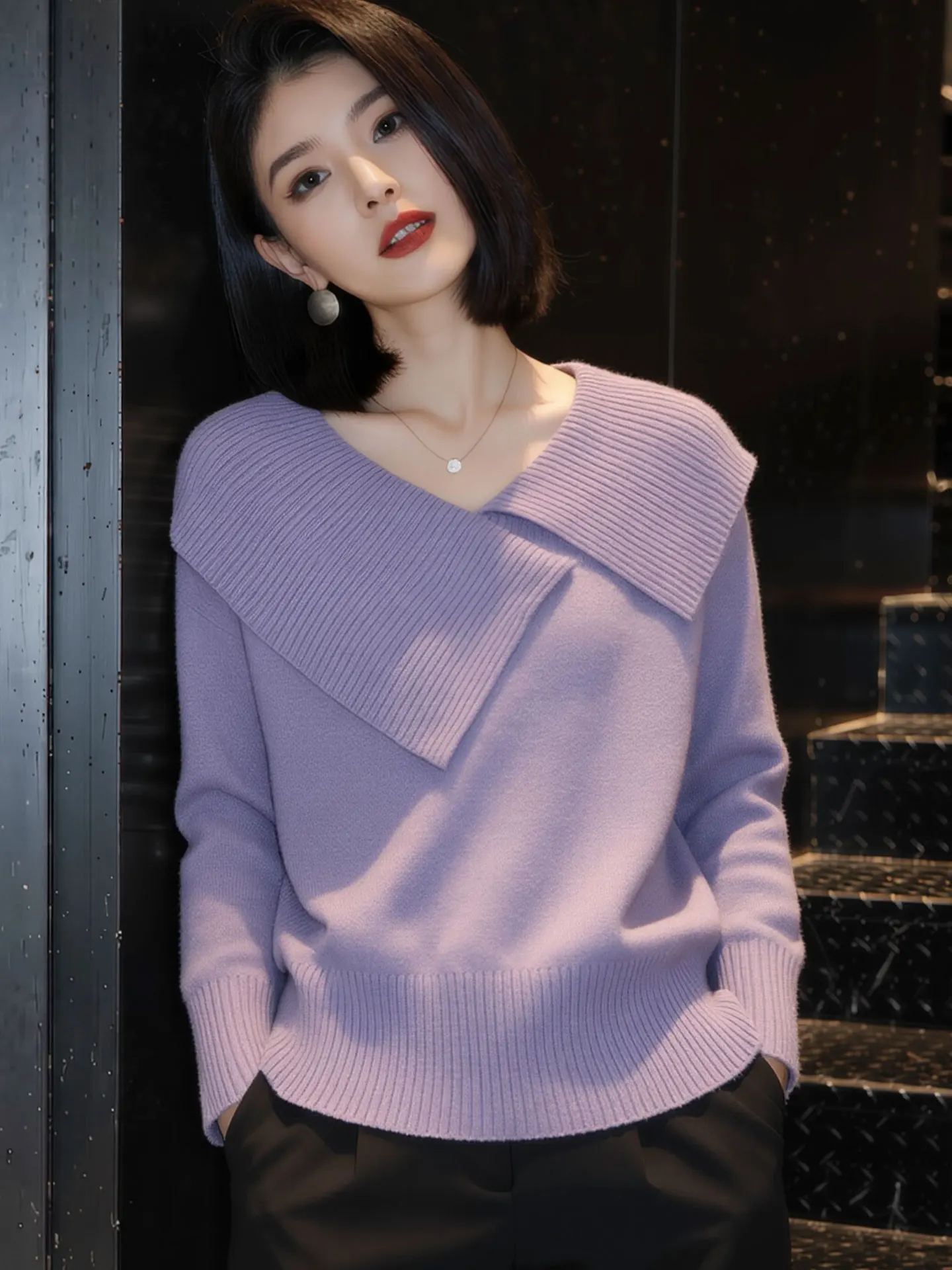 

Модный вязаный свитер с длинными рукавами, однотонный, для повседневной носки, высококачественный зимний топ, женская повседневная одежда, удобный крой