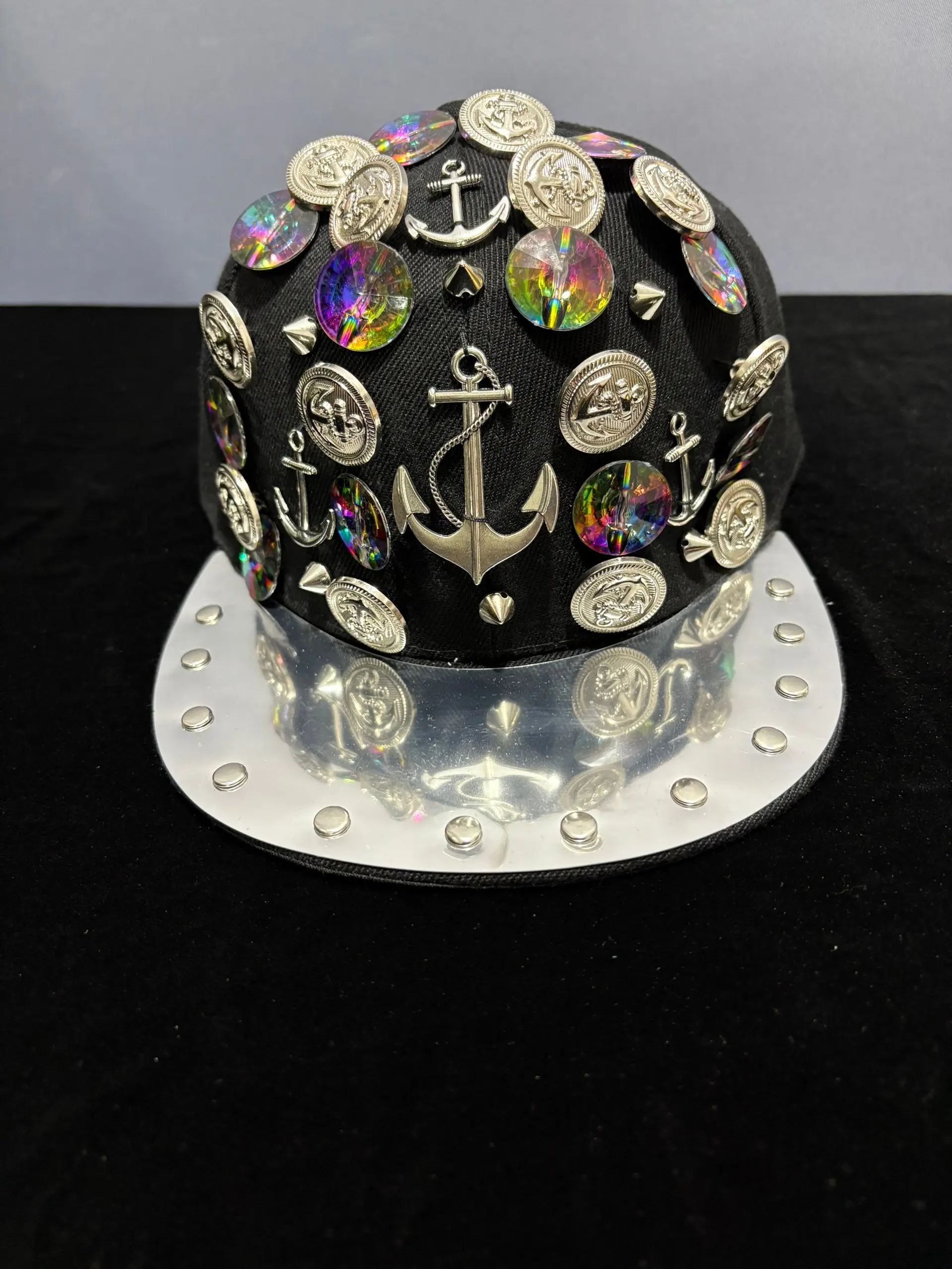 European and American street fashion personalized handmade sewing button decoration punk rock hip-hop hat 4