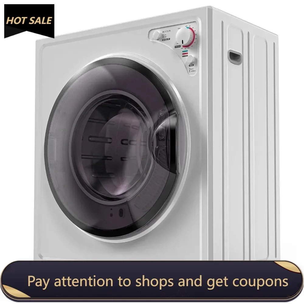 2.6 Cu.Ft Portable Clothes Dryer, 110V 1400W Electric Compact Front Load Tumble Laundry Dryer with Stainless Steel Tub (White)