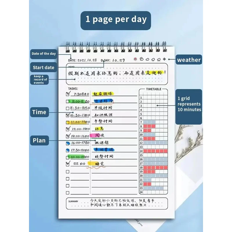 A5 Planning Notebook Daily, Weekly, Monthly Time Management, Office and Educational Supplies