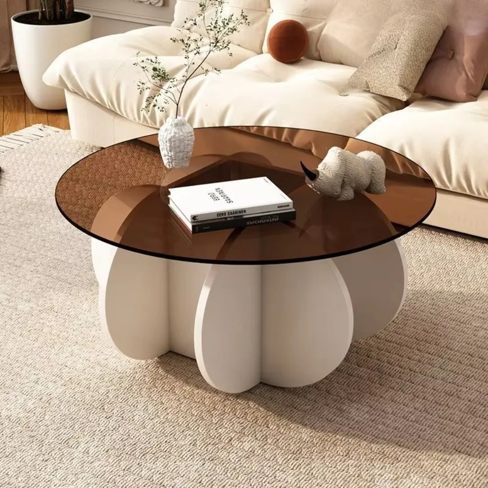 

Modern Furniture Glass Living Room Center Table Oak Color Triangular Shaped Assembly Simple Coffee Table