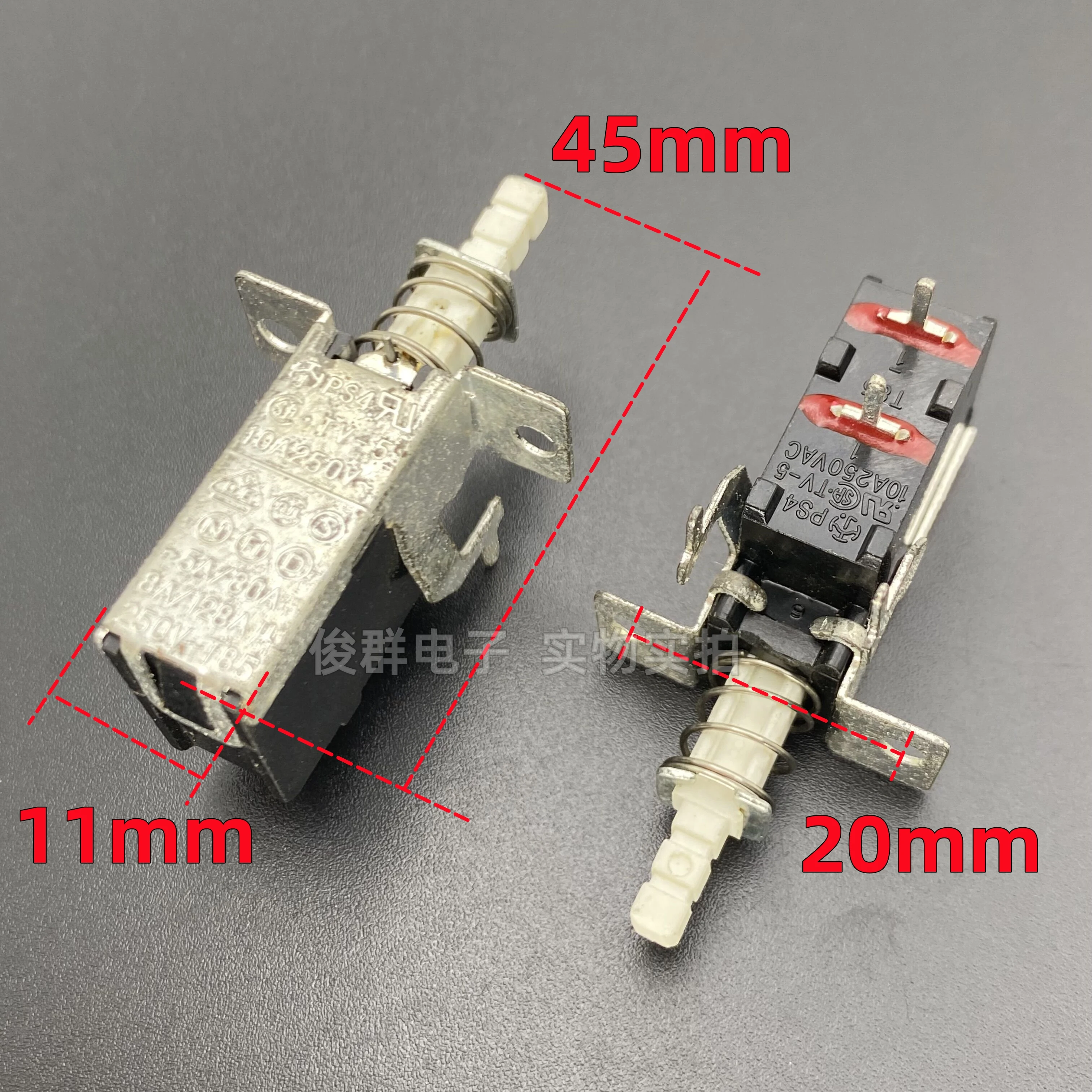 10pcs/ PS4 TV-5 self-locking power switch button range hood adjustable power amplifier chassis straight button 10A250V
