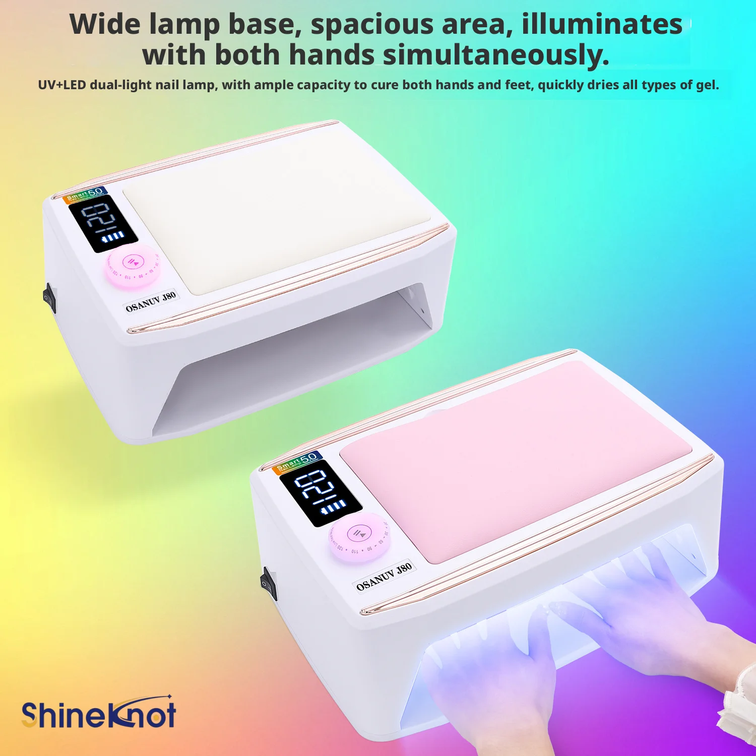 SHINEKNOT LED Hand Pillow Nail Lamp Battery Type 380W High-Power Wearable Nail Specific Intelligent Induction UV Gel Curing Lamp