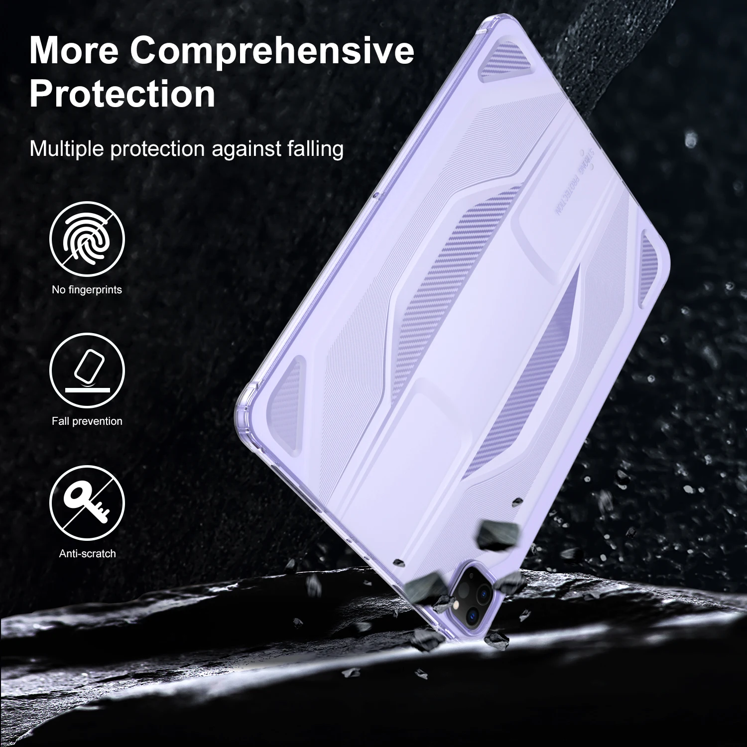 For iPad Pro 11 (2025) / 11 (2024) Case Anti Drop Clear TPU Tablet Cover - Transparent Purple
