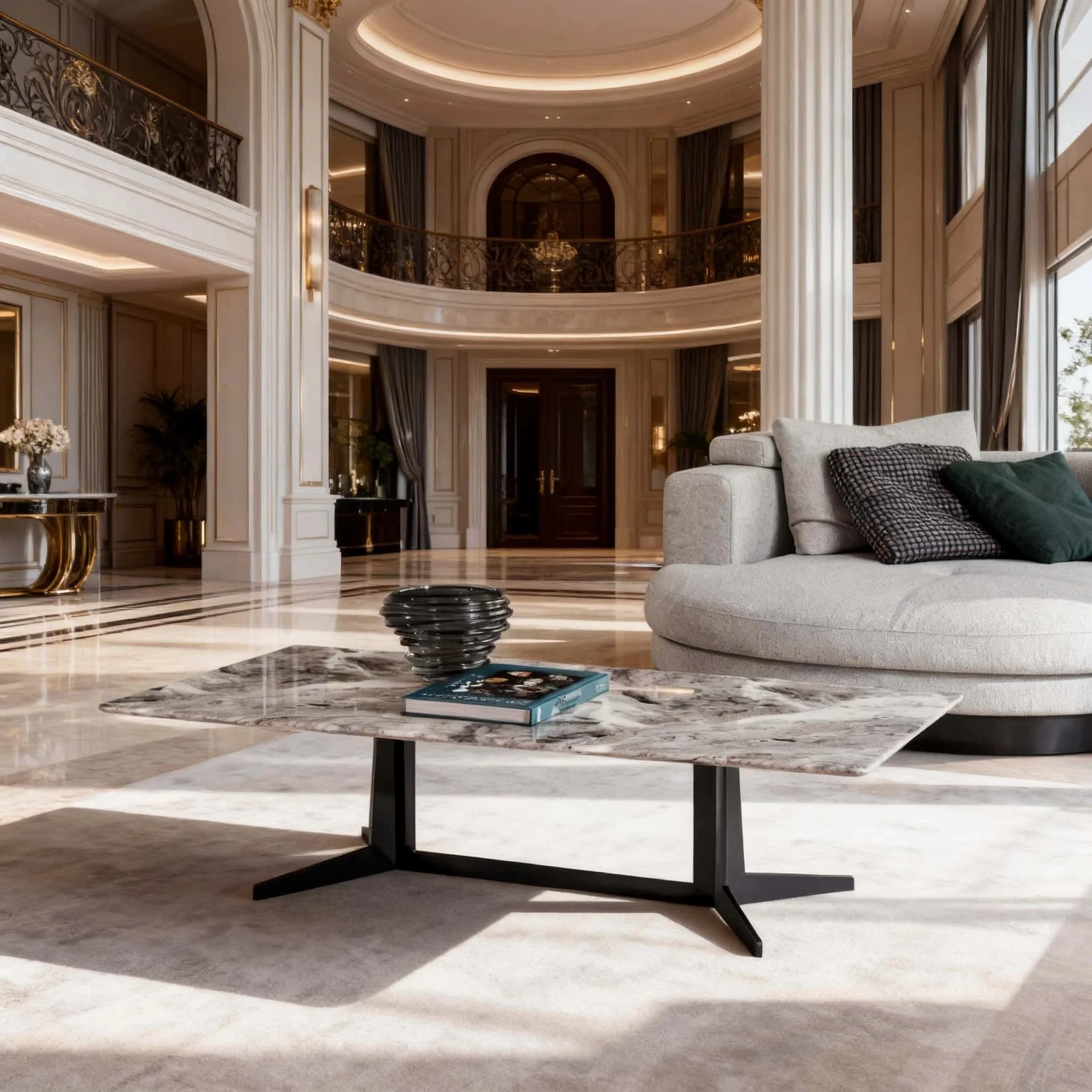 White Luxury Modern Premium Coffee Table Stainless Steel & Natural Marble/Wood 2 Piece Indoor Living Room Furniture