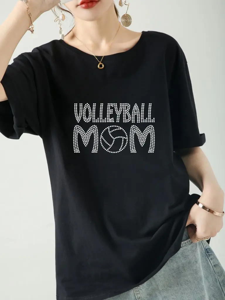 BlingQueen-Iron On Rhinestone Appliques, Volleyball Mom, 25Pcs Lot