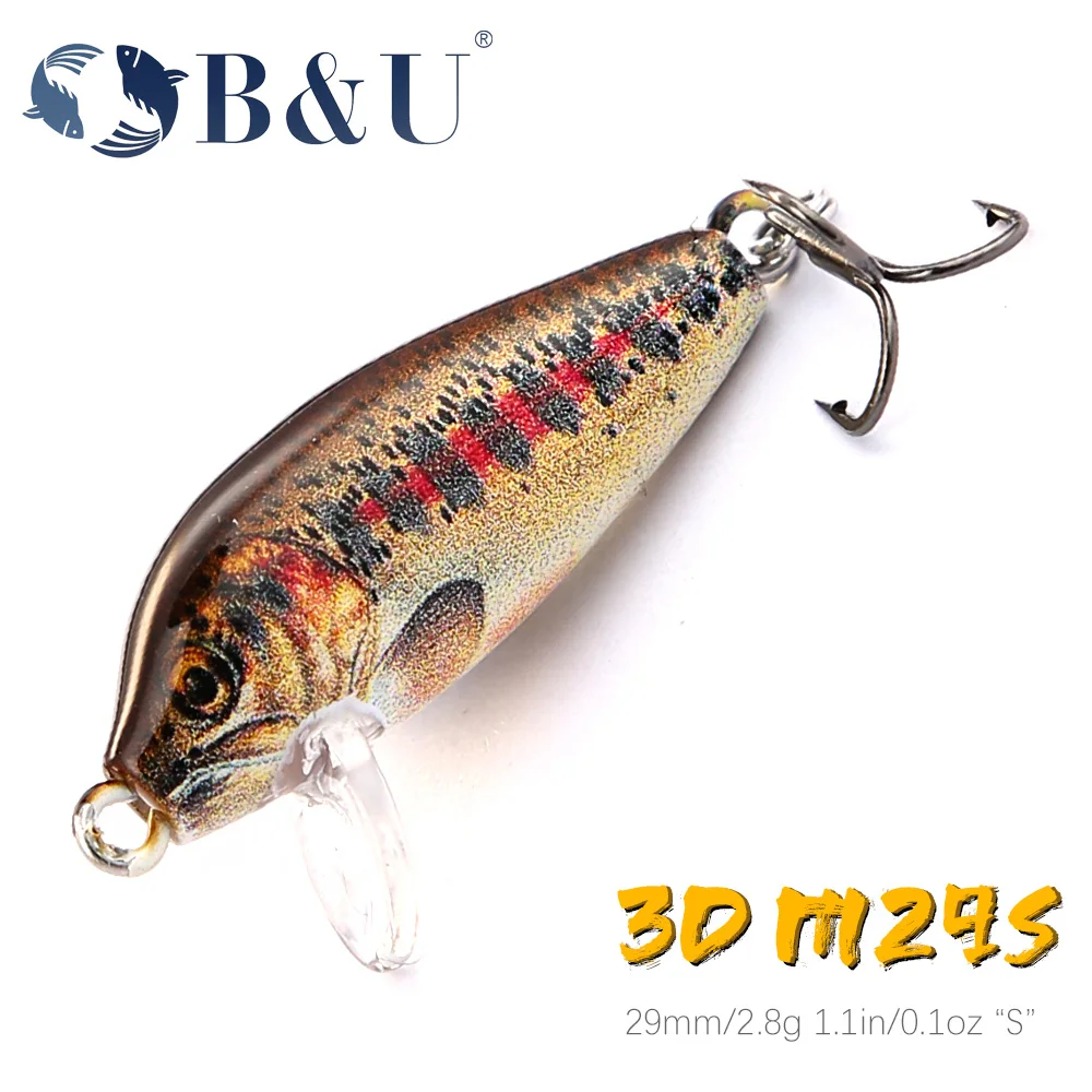 

B&U 29mm Sinking Minnow Wobbling Fishing Lure Artificial Baits For Bass Perch Pike Trout Hard Bait Jerkbait Fishing Tackle