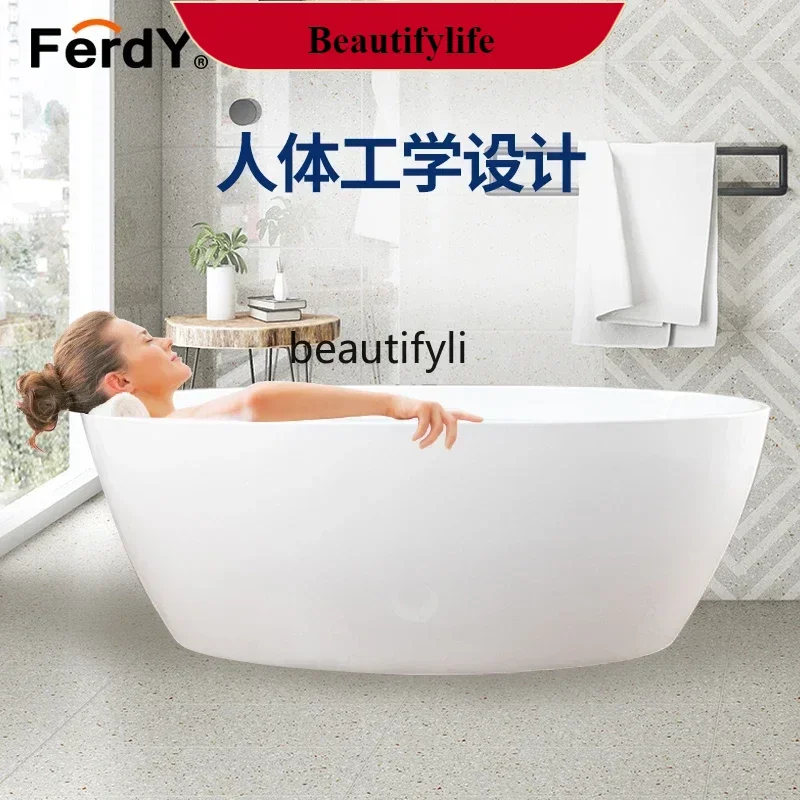 

F18 European Style Independent Thin-Edged Acrylic Bathtub for Home Deep Soaking Bath Tub 14m/17m Size Options - Household Comfor