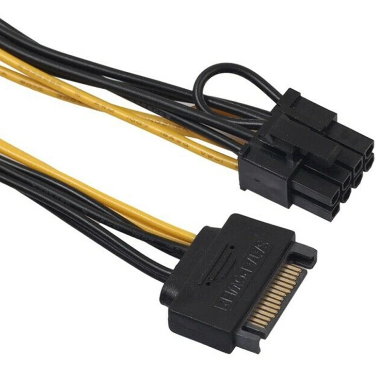 Câble d'alimentation SMi 15 broches vers 8 broches (6 + 2) Pci-E, 15cm, câble de carte de fouille 18awg