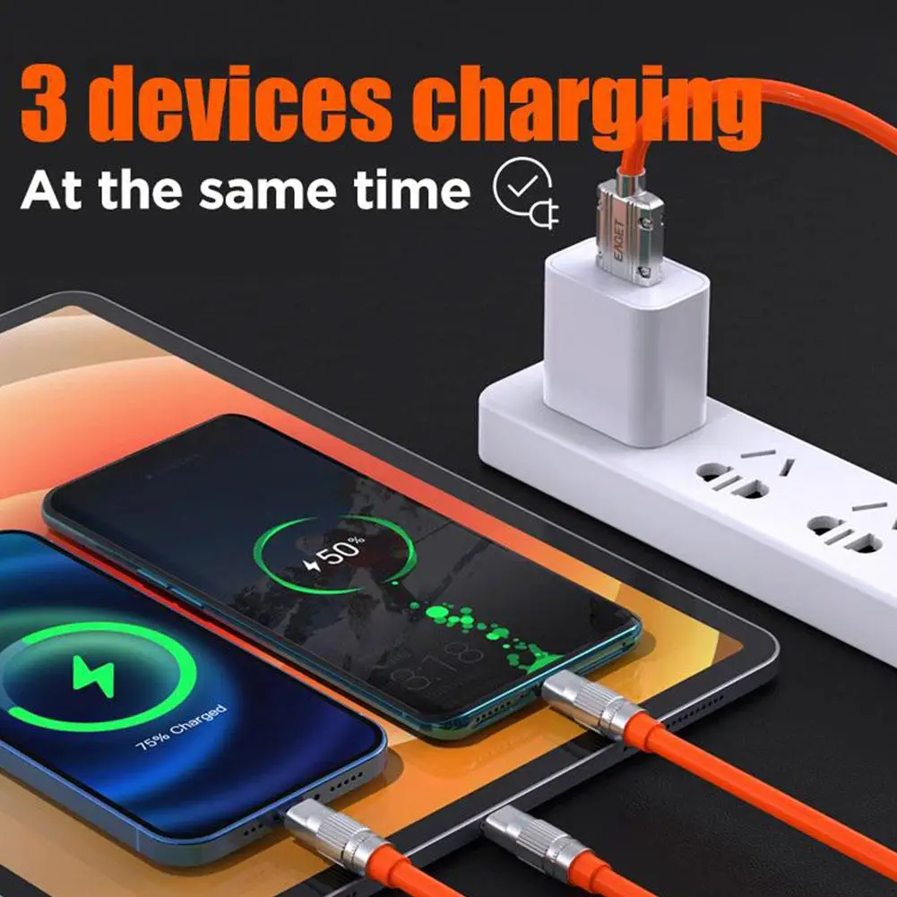 Fast Charging USB C Cable 180 Degree Rotation Elbow Type-C Charger Cord for Xiaomi Redmi Samsung Phone Accessories 120W 7A