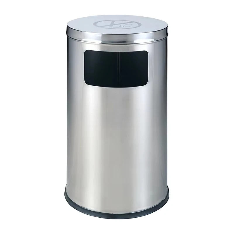 

Modern Style Stainless Steel Trash Bin Lobby Hotel Use Metal Waste Container Standing Tall Trash Can