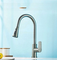 304 Stainless Steel Kitchen Faucet Pull-Out Household Faucet Kitchen Splash-Proof Sink Hot and Cold Water Faucet