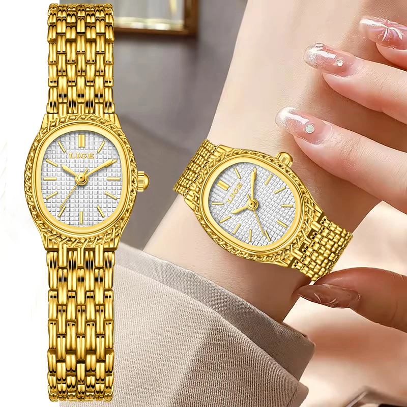 

LIGE 2025 новые женские часы-браслет, модные элегантные простые водонепроницаемые женские часы, креативные стальные кварцевые часы, подарок для женщин