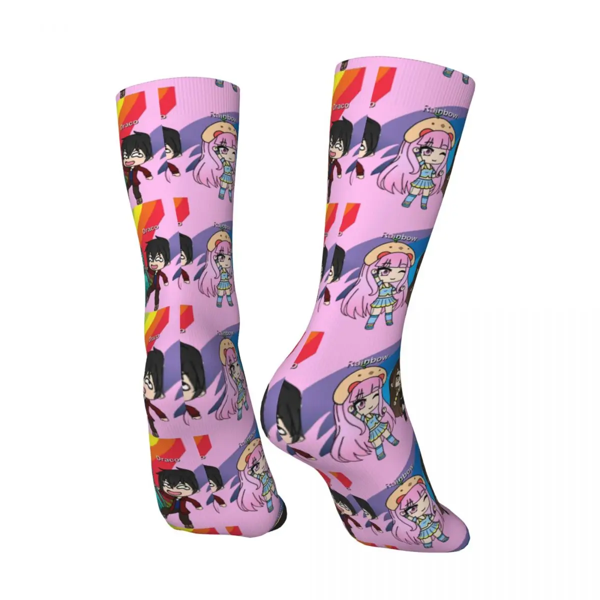 Funny Crazy Compression Sock for Men Funneh Krew Friendly Hip Hop Vintage Gacha Life Casual Game Pattern Printed Boys Crew Sock