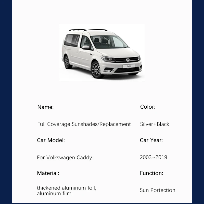 Car Coverage Sunshade Cover For Volkswagen VW Caddy 2K Maxi 2003~2019 Black Silver In One Window Sunshade Cover Auto Accessories