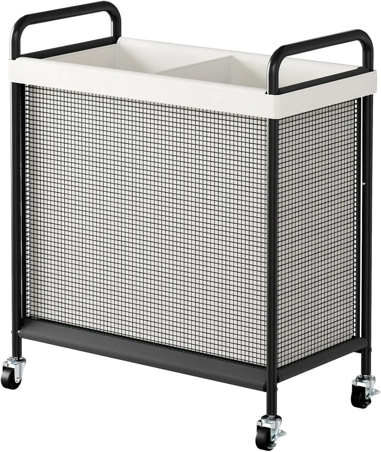 

Корзина для белья на колесах 100 л, 2-секционная, с съемным мешком-вкладышем и металлической ручкой, для домашнего использования