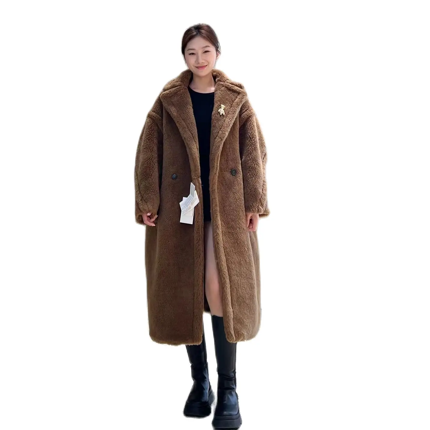 

2023 Women's Teddy Bear Fur Coat, Alpaca Wool Coat, Loose Coats, Warm, Thicken, Classic Red Coat, Winter