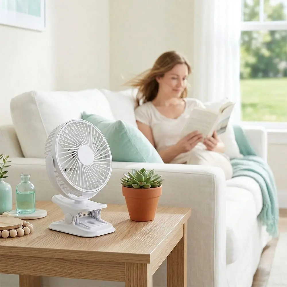 

USB Rechargeable Rechargeable Silent Fan Light High Wind Quiet Cooling Mini Wind Fan Clip On Fan High Airflow