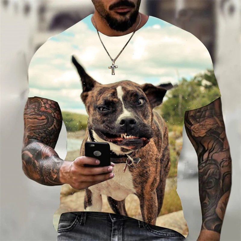 Funny Animal Labrador Dog 3D Print Men\'s T-shirts Summer O-Neck Short Sleeve Tops Breathable  Harajuku Style Tees Men Clothing