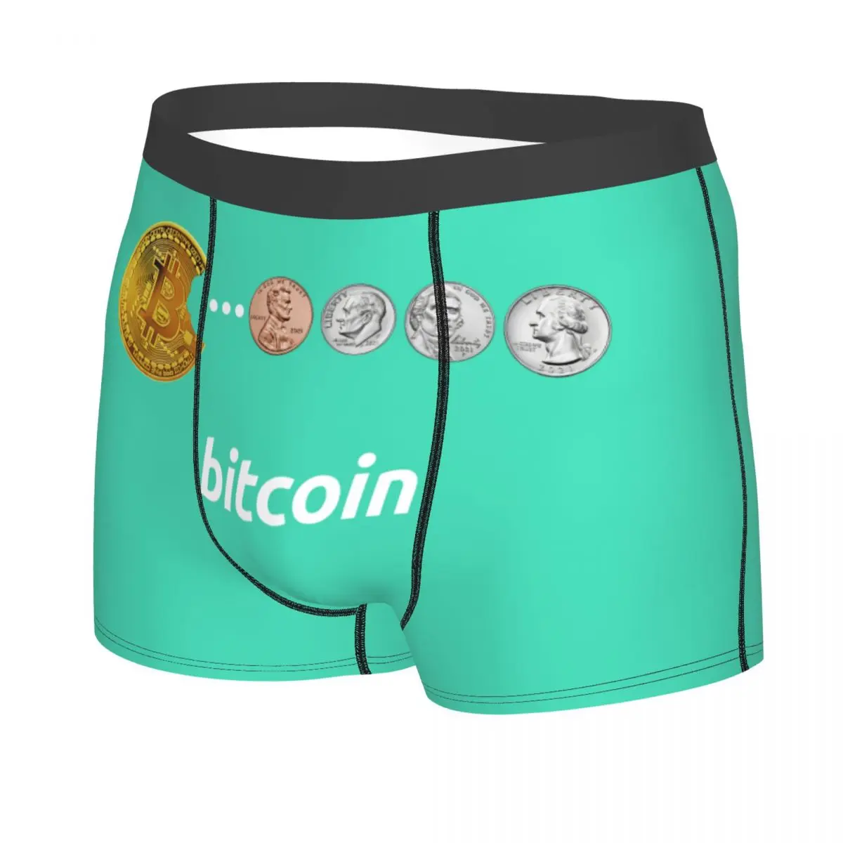 Custom Bitcoin Snacks Underwear Men Stretch BTC Crypto Coins Boxer Briefs Shorts Panties Soft Underpants For Homme