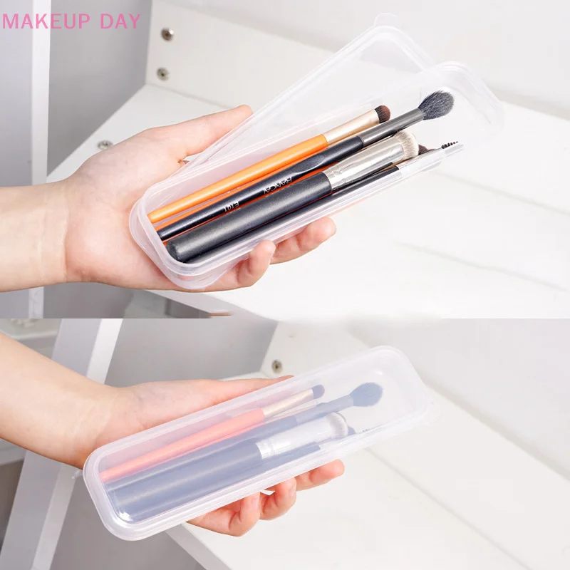 Boîte à pinceaux de maquillage transparente avec couvercle, boîte à crayons pour les yeux, portable, stockage de cosmétiques pour femmes, outils de maquillage