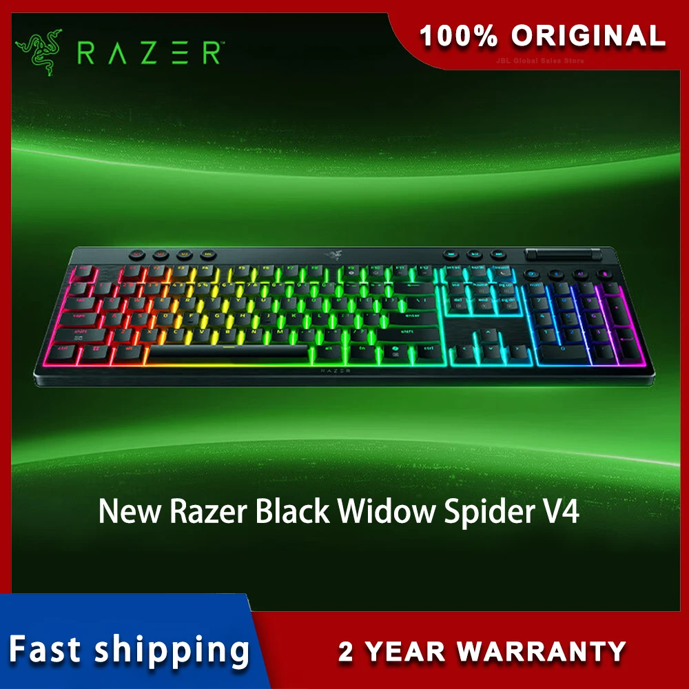 

Новая механическая клавиатура Razer BlackWidow Spider V4 Low Axis Speed Edition Green Axis, проводная/беспроводная/трехрежимная Bluetooth-клавиатура