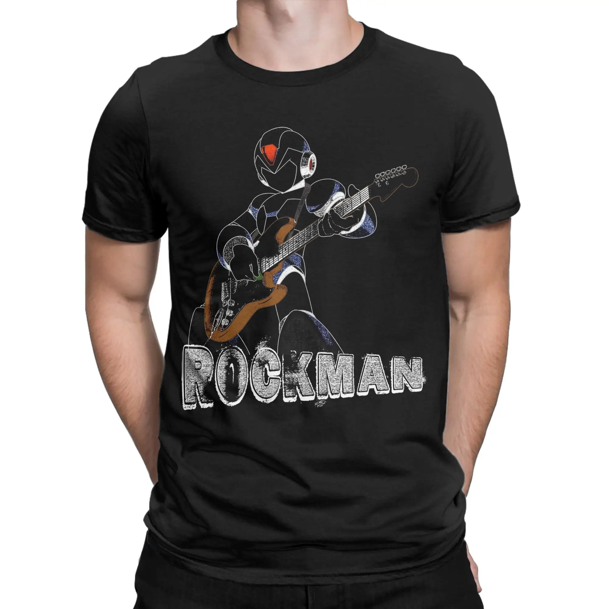 Rock Man Megaman T-Shirts for Men  Hipster Cotton Tee Shirt Round Neck Short Sleeve T Shirt Gift Idea Clothes