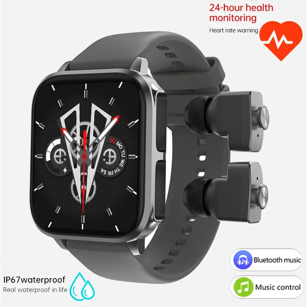 

2 In1 TWS Earbuds Smart Watch Men HIFI Stereo Music Play Combo Bluetooth Wireless Headset Smartwatch for Android IOS 2024 New