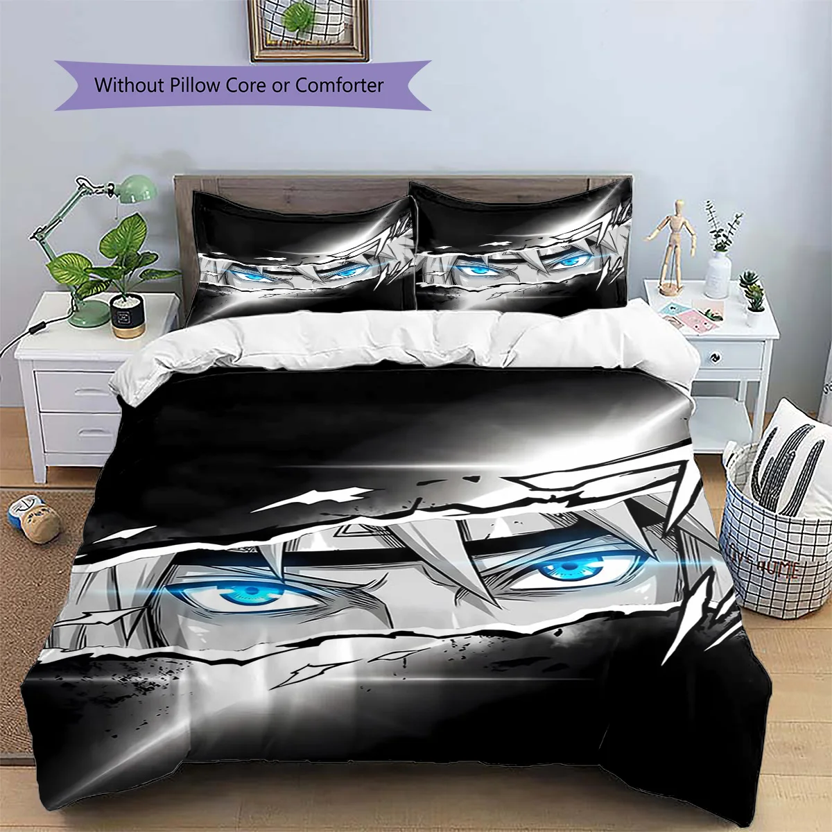 Naruto Patterned Pillowcase & Duvet Cover Set Aesthetic Decor Anime Bedding for Bedroom Special Gift for Lovers.-TING