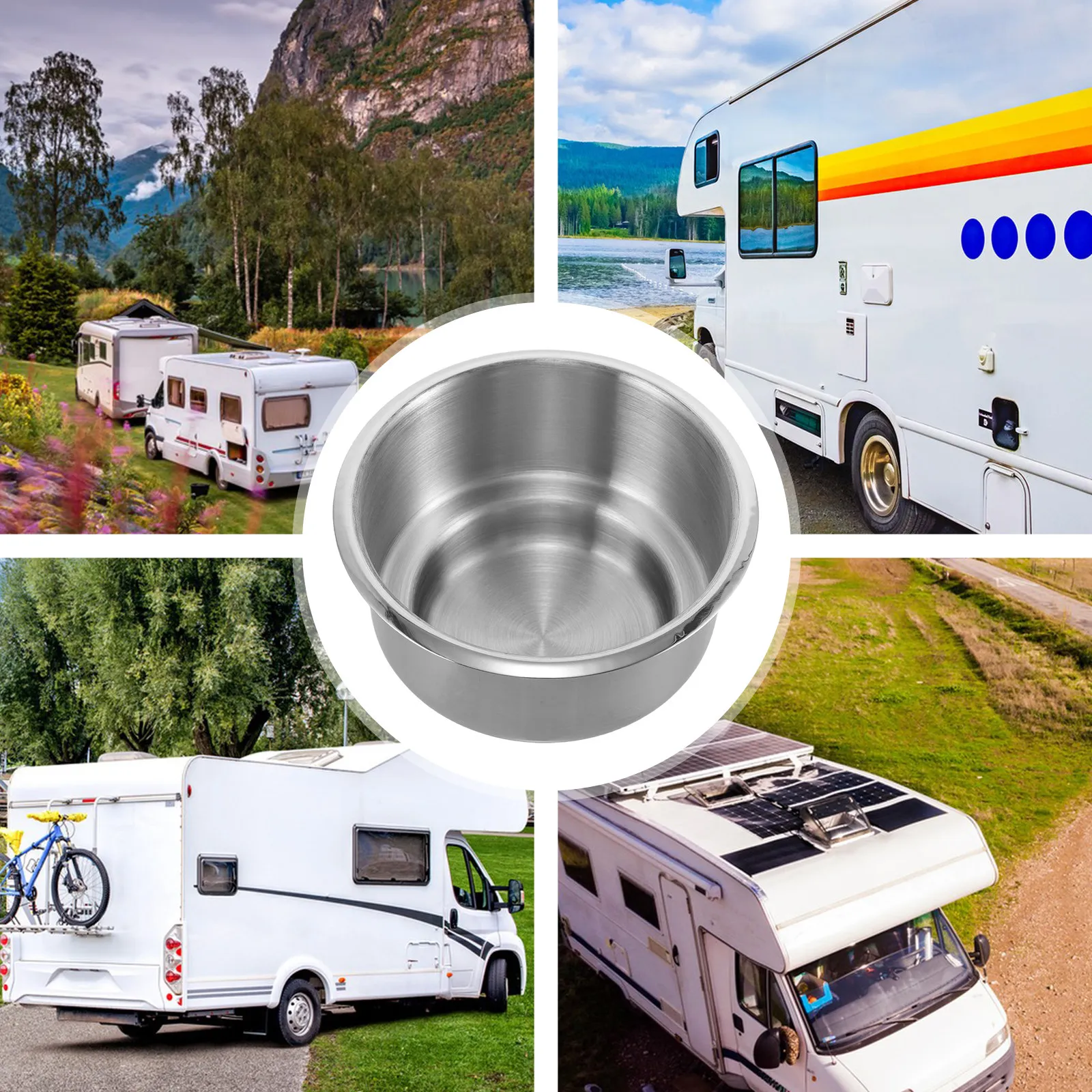 

Recessed Insert Rv Cup Holder Alloy Storage for Car Boat Sofa Couch Compatible with Various Mugs Bottles Rv Cup Holder
