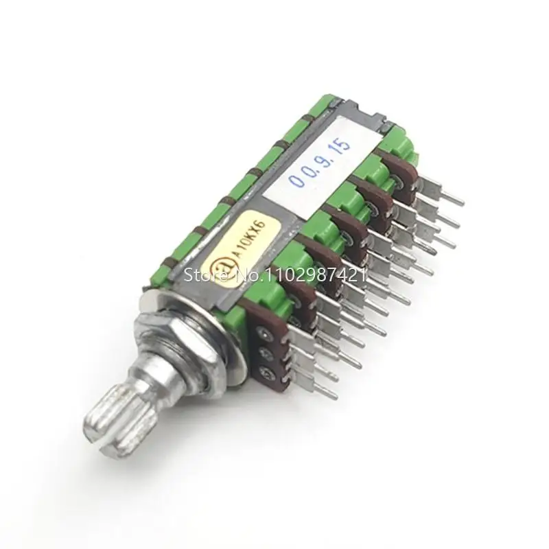 1 Piece A10K Precision Potentiometer 6 Link 18Pin A10K*6 5.1 Power Amplifier Audio Volume Potentiometer Shaft Length 15MM