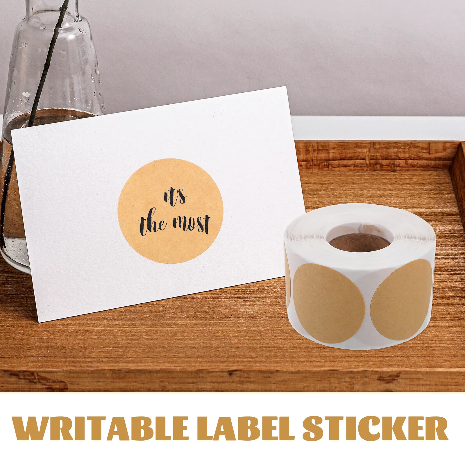 Etiquetas transparentes adesivas redondas autoadesivas multiuso papel kraft em branco pegajoso