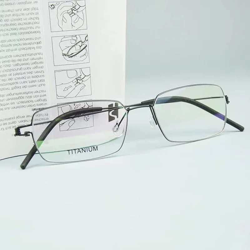 

Square Square Spectacle Frame Spectacle Frame Titanium Ultra light Screwless Germany Handmade Eyeglass Frames Business Men women