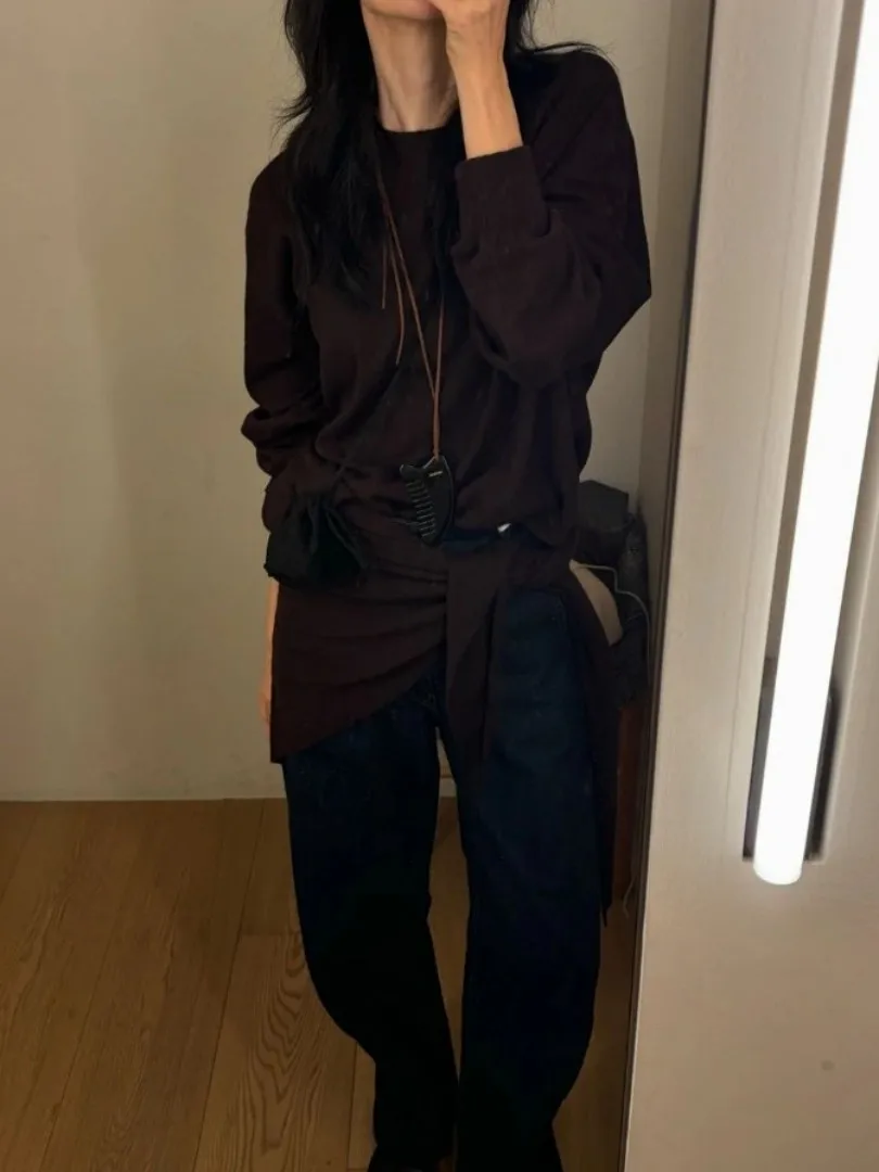 

Loose Women's Knitted Wool Sweater Korean Style Spring Autumn Fashion Casual Classy Mooha Dongdaemun 2026 New Arrival