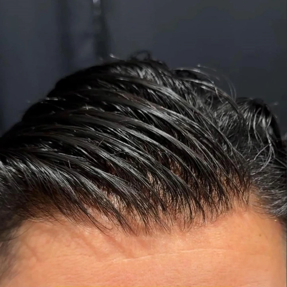 

Мужской ультратонкий парик-накладка (0,02 мм) с невидимой естественной линией роста волос, система замещения волос из натуральных человеческих волос V-looped