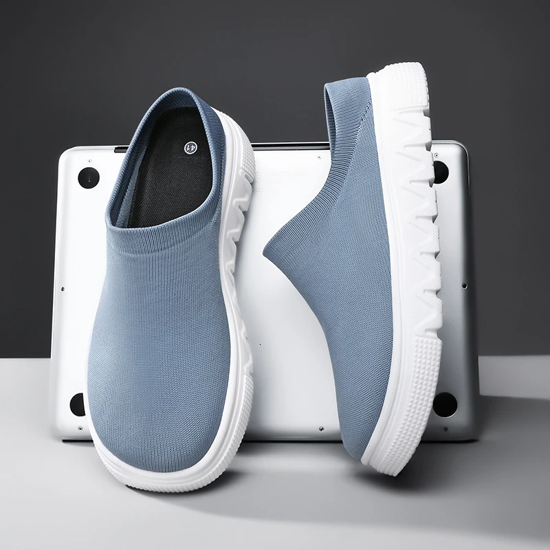 

Wide Toe Casual Shoes For Men Women Summer Platform Half Shoes Breathable Knit Men's Loafers Comfy Lightweight Slip-on Shoes Man