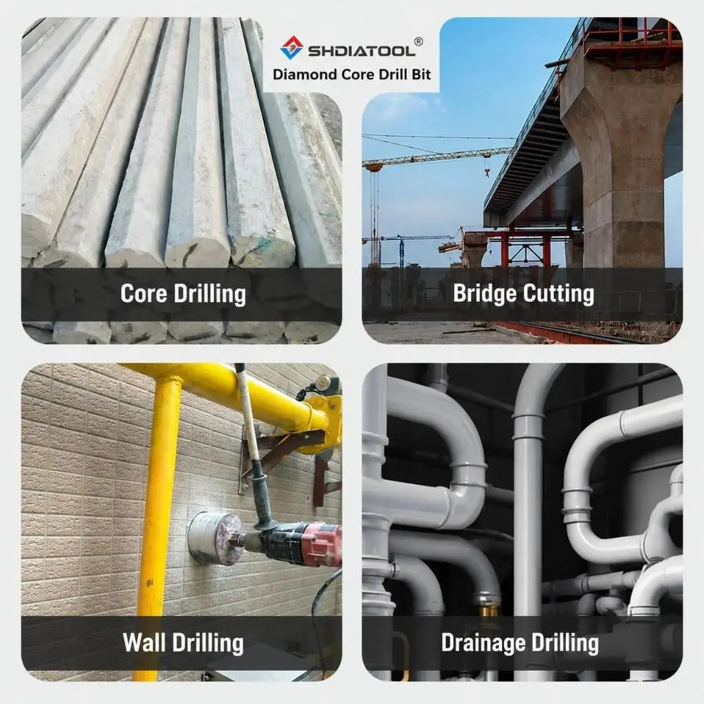 Wet Dry Drilling Diamond Core Drill Bit Anti Jam Cutting Wave Tooth Thread Core Bit Threaded Connection Concrete Core Drill