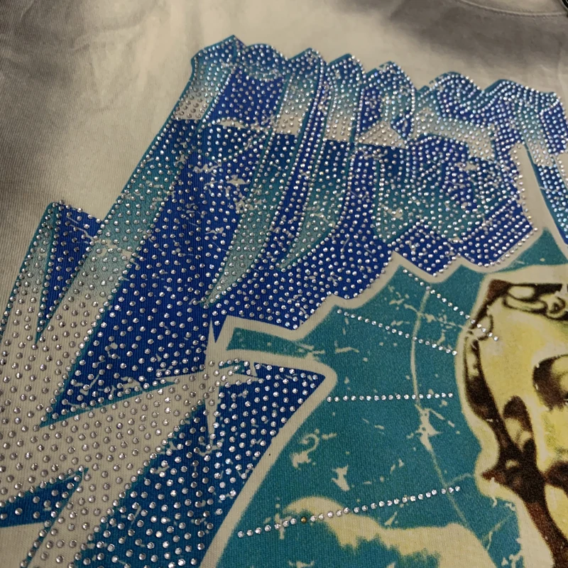 High Quality Hot Drill FIRST ROW Tshirt Vintage Street Y2K Washed Graffiti Cotton Short Sleeve Loose Men Women Tee Fast Shipping