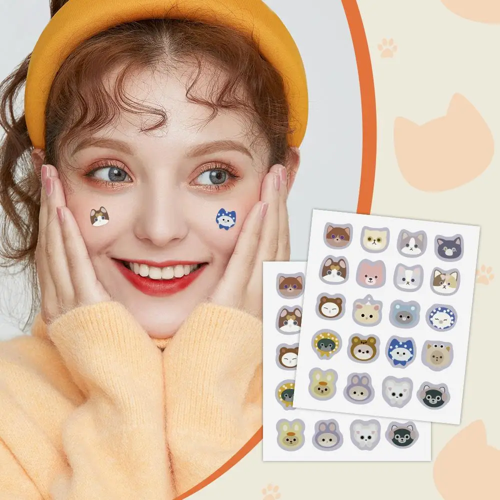 Cartoon Shaped PE Acne Mask 20 Pieces Cat Independent Packaging Water-Based Gel Color Patch Set