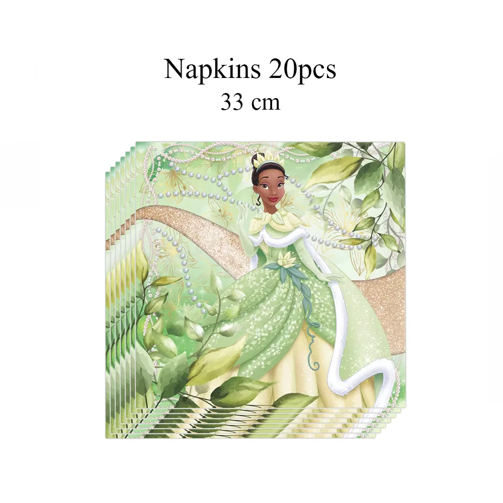 ديزني تيانا الأميرة موضوع مجموعة أدوات المائدة الاطفال حفلة عيد ميلاد حقيبة كعكة توبر مفرش المائدة بالون ديكور الفتيات تفضل الضفدع المورد