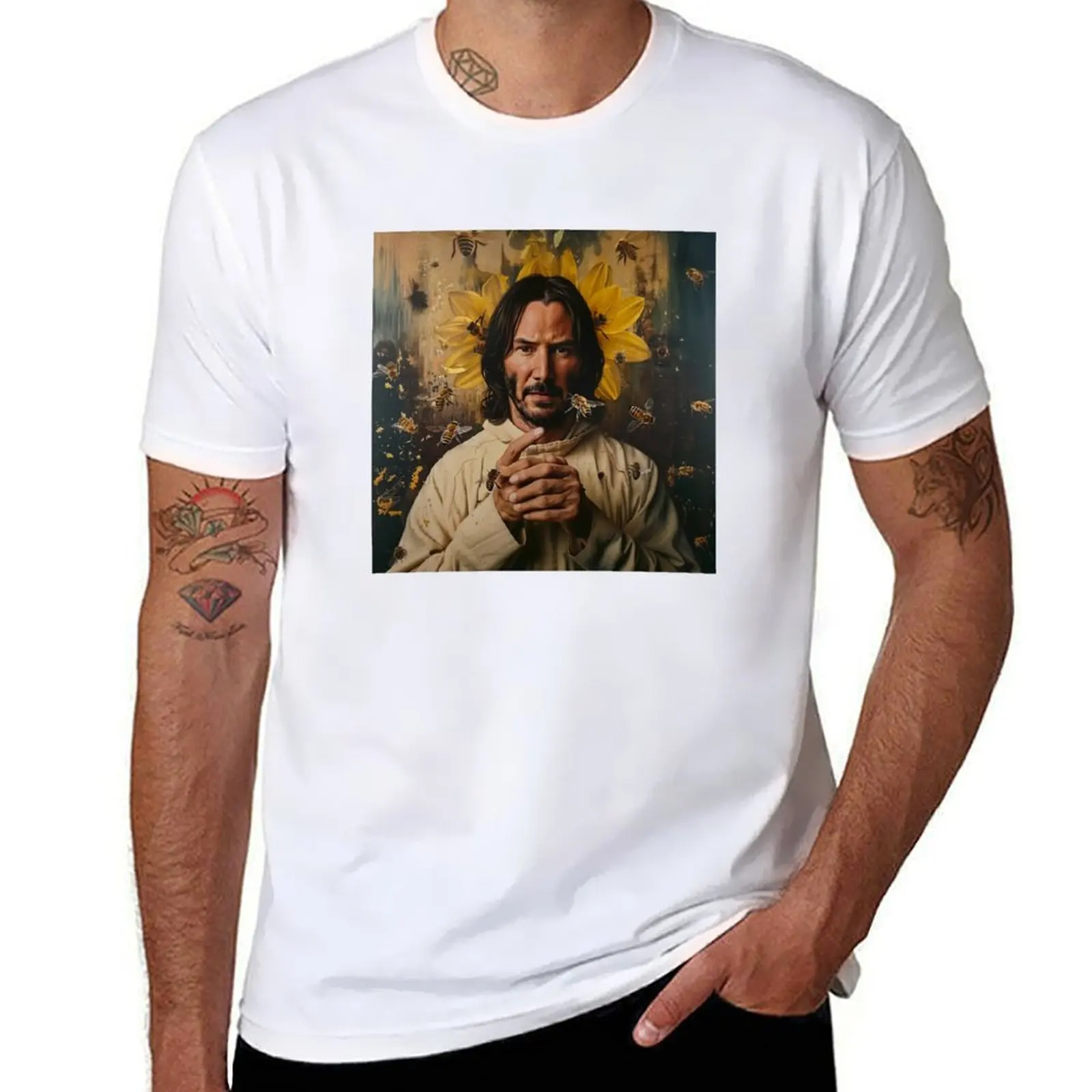 

Christ, Bees, WICK and YAGA, John BABA Keanu Bee, Saint Keanu JOHN Wick, T-Shirt Holiday Vacation Tee Shirt