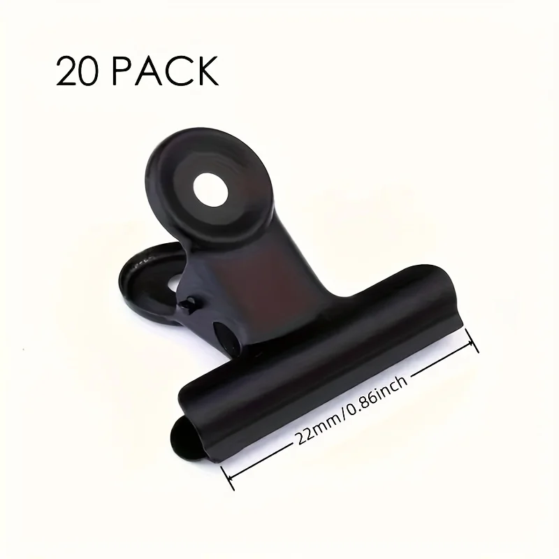 20Multi-purpose22mm black binder - Miniature Bulldog Hinge Clip，Suitable for photos、Labels and Office Supplies/Home Decoration。