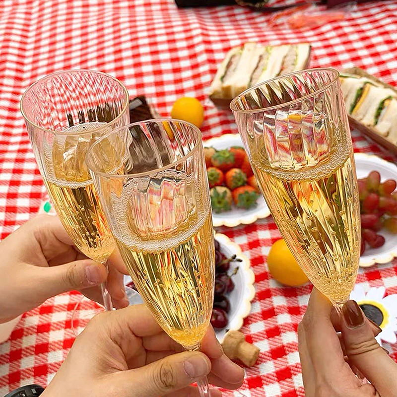 1/8PCS Plastic Champagne Glasses Flutes Disposable Perfect for Wedding and Shower Party Supply Clear Cups Drinkware Gift