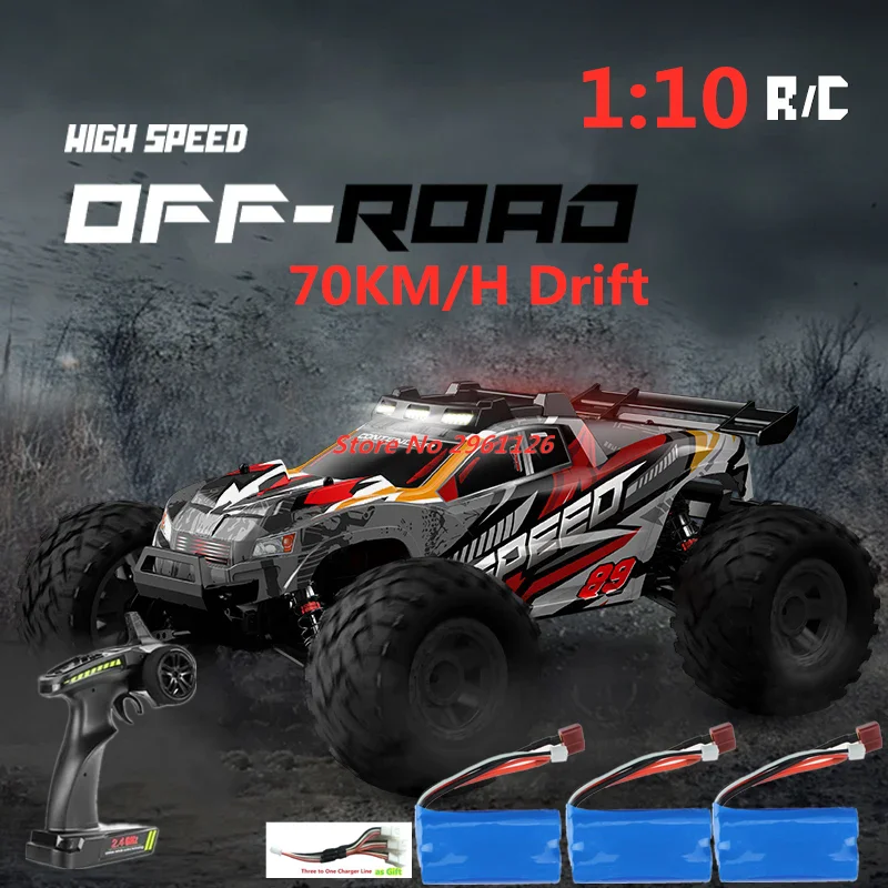 

Upgrade 2.4G 4WD Large 1:10 Drift RC Racing Car 70KM/H High Speed Alloy Material High Lighted LED Rubber Tires RC Car Toys Boys