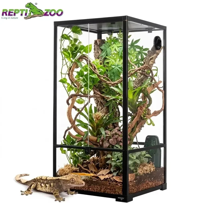 REPTIZOO Factory 50 Gallon 18''x18''x36'' Vertical OEM logo Arboreal Cage Tempered Glass Reptile Terrarium for Crested Gecko
