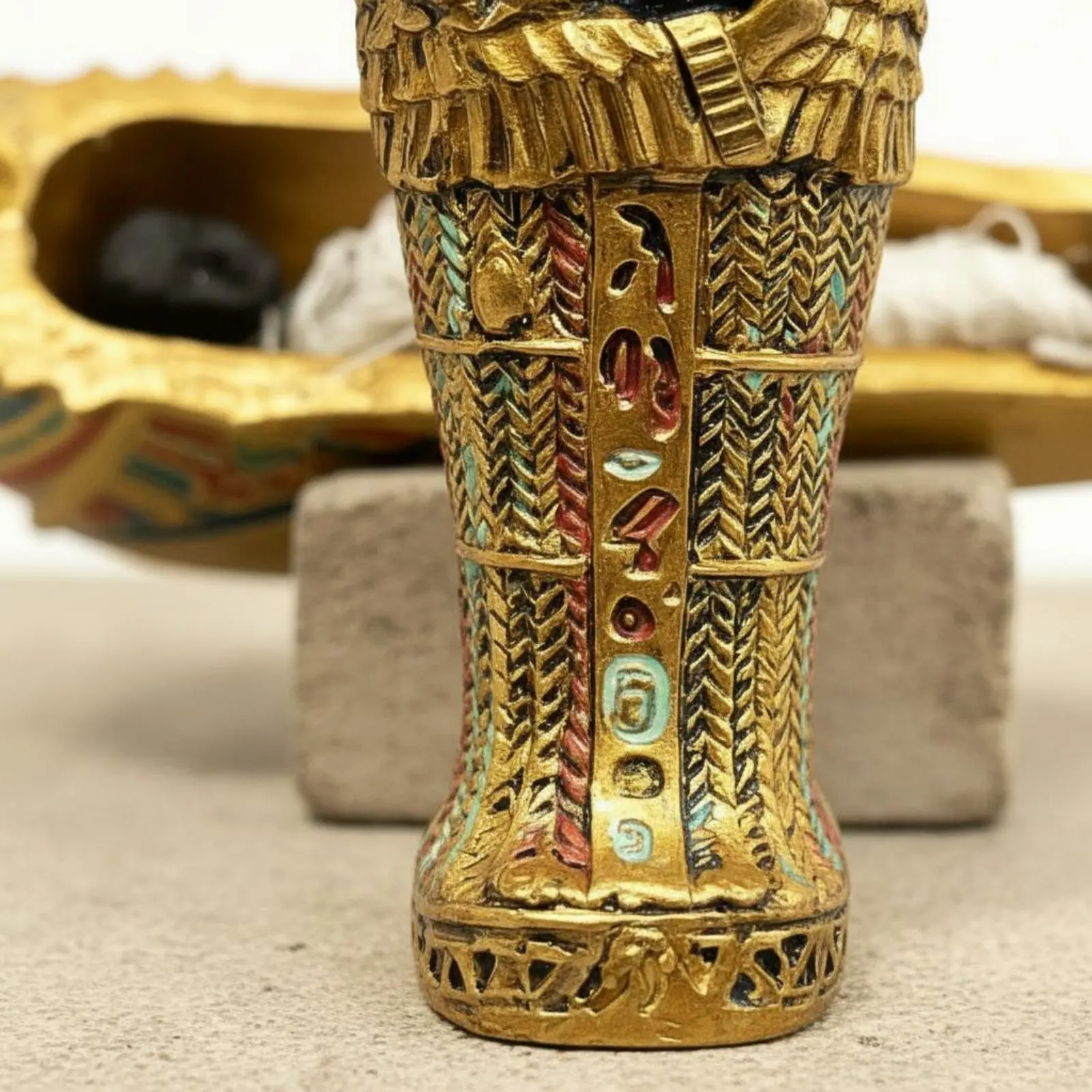 Egyptian Sarcophagus Figurine Resin Pharaoh Casket Figurine Pharaoh Casket Statue Antique Look Sarcophagus Decor Piece for Shelf view 5