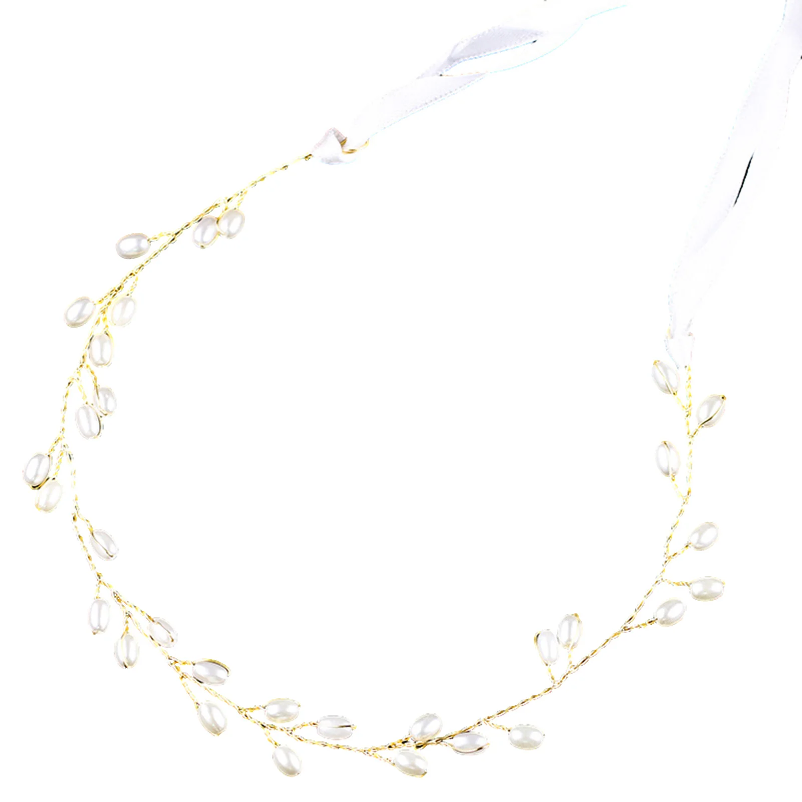 Vintage Faux Crystal Pearl Hairband Women Soft Chain Gown with Pearls for Banquet Wedding Masquerade