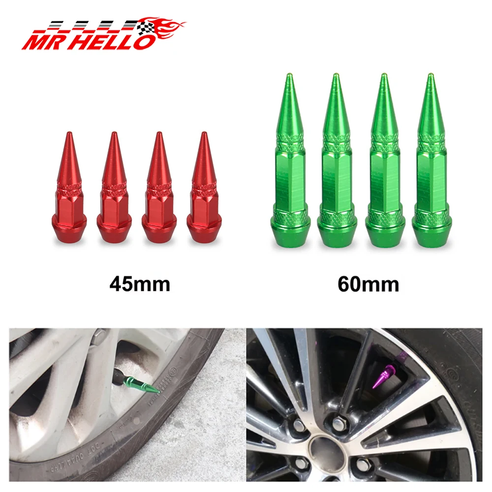 AliExpress 4Pcs Universal Aluminum Car Styling Tunning Car Tire Valve Stem Cap Spike Shaped Metal Dust Covers Lid for Bicycle Motorcycle
