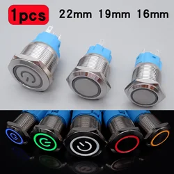 1pcs 16mm 19mm 22mm Push Button Switch 12V LED Light Waterproof Metal ON OFF Momentary Latching 5V 12V 24V 220V Red Blue Green