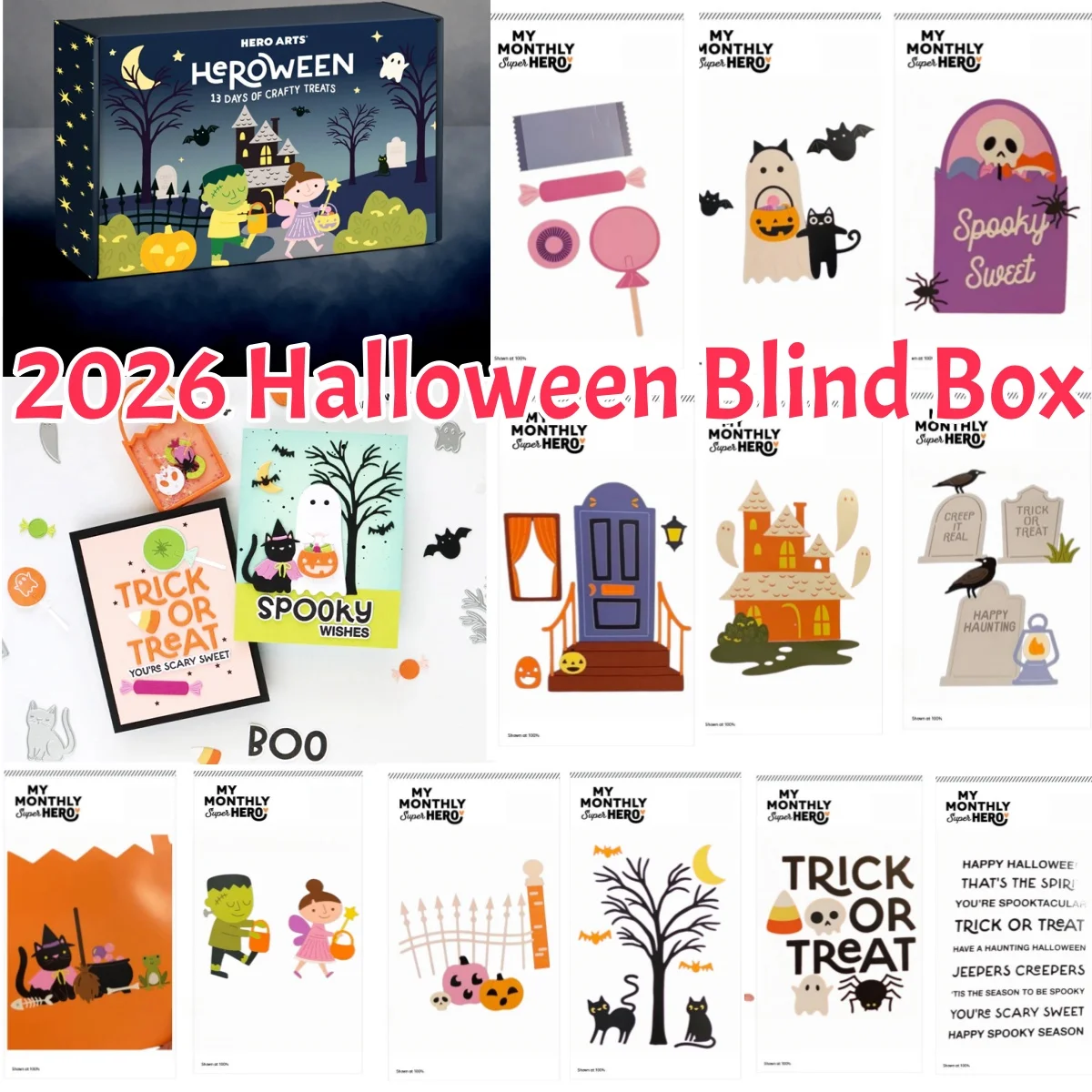 Nuevas Cajas Sorpresa de Halloween 2026, Sellos de Bruja de la Red, Troqueles de Corte de Metal para Decoración DIY, Scrapbooking, Papel, Tarjetas de Regalo, Manualidades